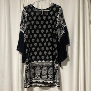 Bandana shift dress with ruffle sleeves